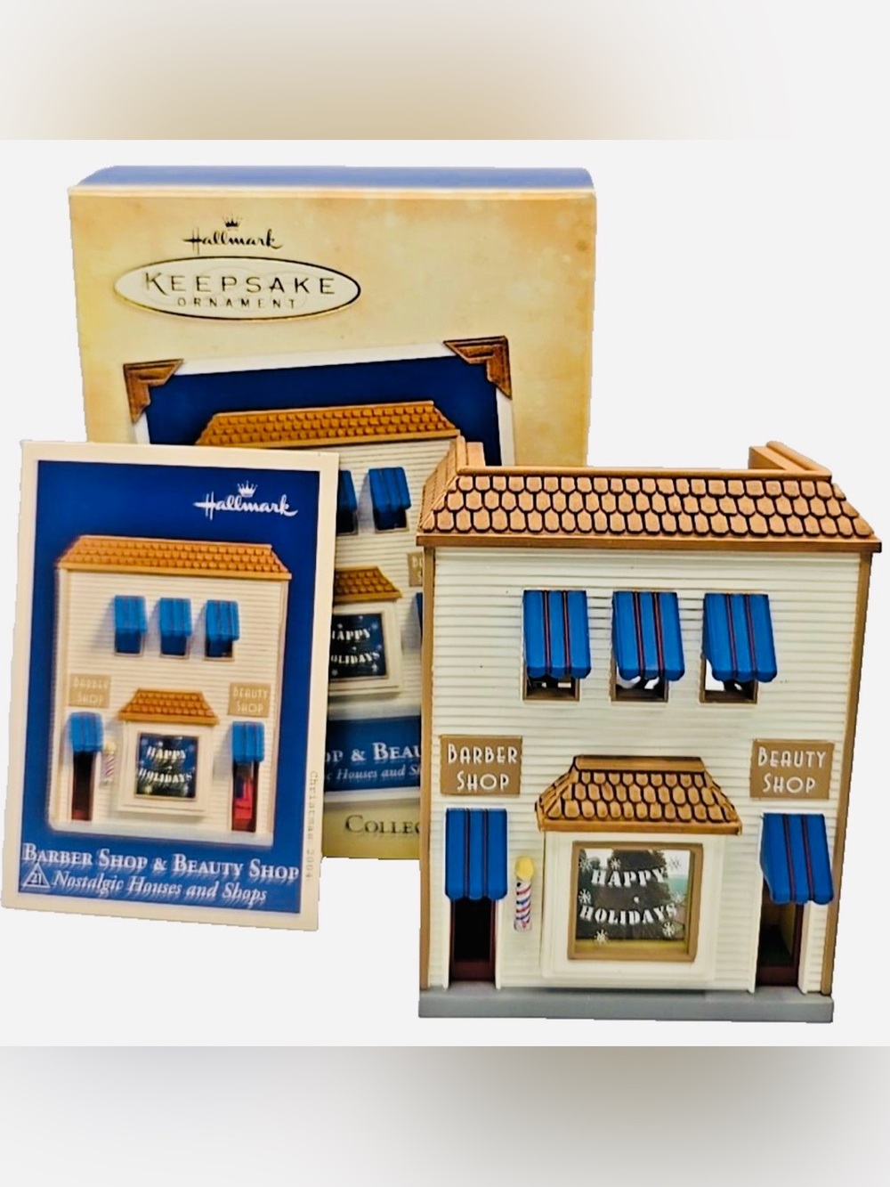 Hallmark Barber Shop Keepsake Ornament - Blue & Tan